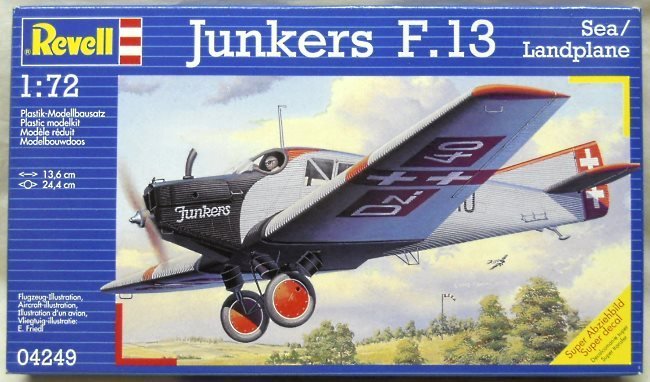 Revell 1/72 TWO Junkers F-13 - Land Or Float Plane Swiss / Austrian / 2 German (F13), 04249 plastic model kit